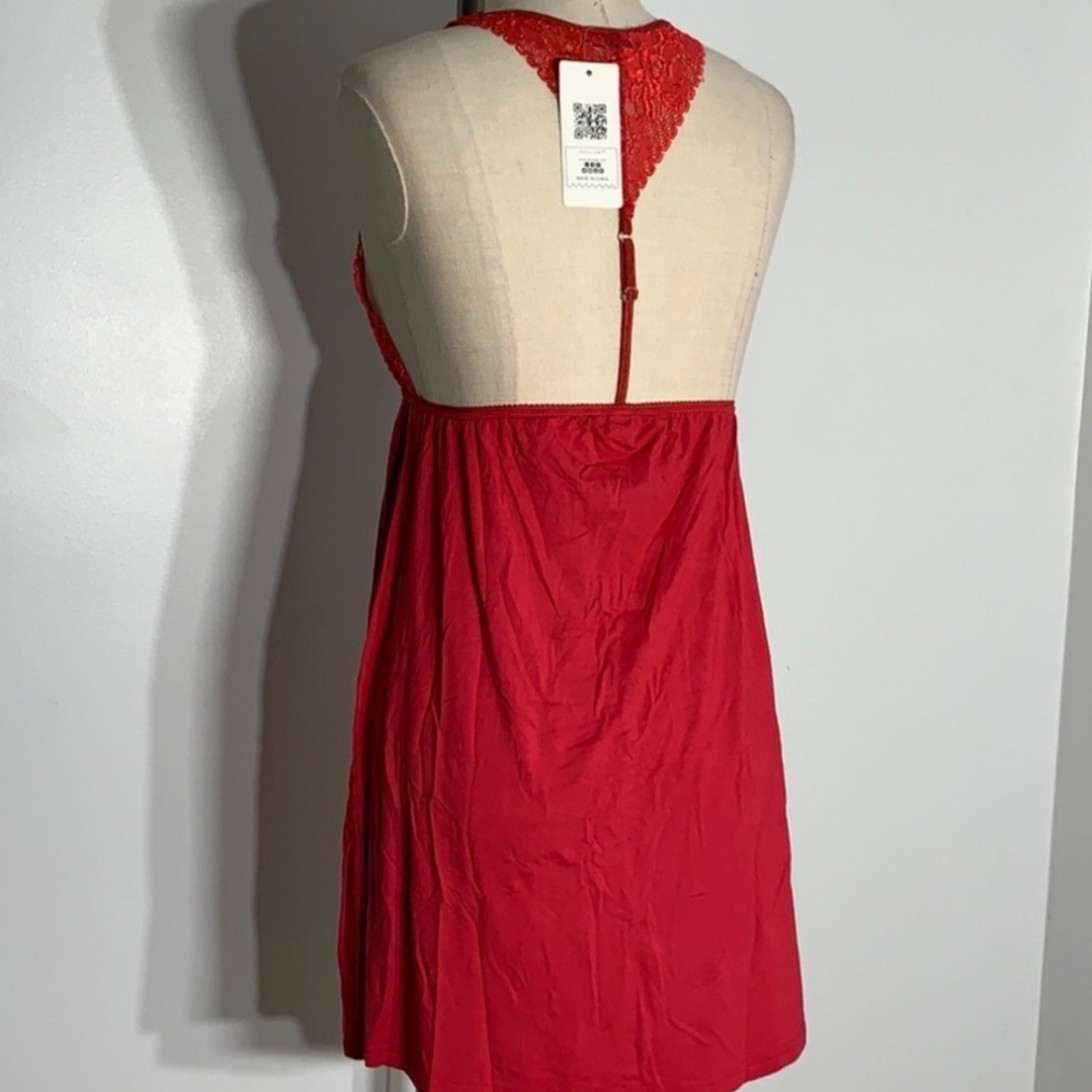 Y-Back Lace Nighty, Red, Sz M - Picture 5 of 8